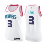 Women's Nike Charlotte Hornets #3 Jeremy Lamb Swingman White Pink Fashion NBA Jersey