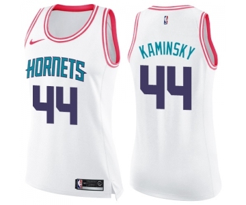 Women's Nike Charlotte Hornets #44 Frank Kaminsky Swingman White Pink Fashion NBA Jersey