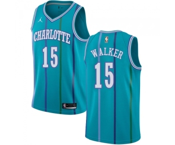 Women's Nike Jordan Charlotte Hornets #15 Kemba Walker Swingman Aqua Hardwood Classics NBA Jersey