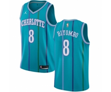 Women's Nike Jordan Charlotte Hornets #8 Bismack Biyombo Authentic Aqua Hardwood Classics NBA Jersey