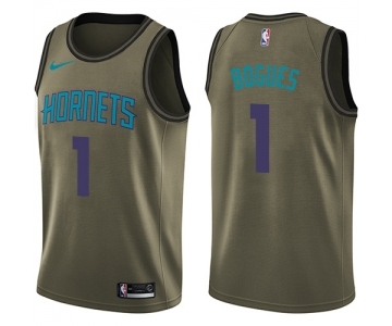 Youth Nike Charlotte Hornets #1 Muggsy Bogues Swingman Green Salute to Service NBA Jerse