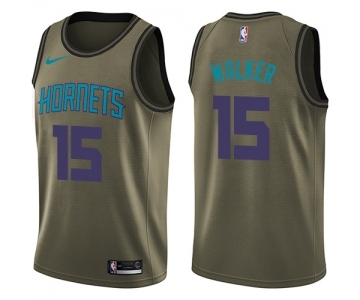 Youth Nike Charlotte Hornets #15 Kemba Walker Swingman Green Salute to Service NBA Jersey