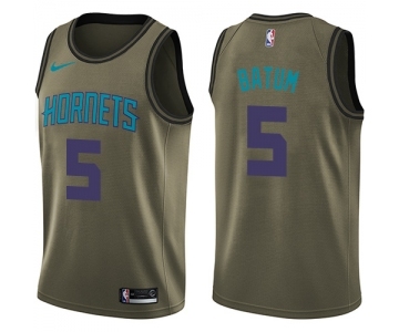 Youth Nike Charlotte Hornets #5 Nicolas Batum Swingman Green Salute to Service NBA Jerse