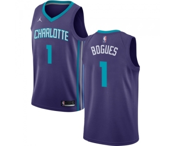 Youth Nike Jordan Charlotte Hornets #1 Muggsy Bogues Swingman Purple NBA Jersey Statement Edition