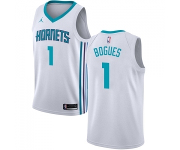 Youth Nike Jordan Charlotte Hornets #1 Muggsy Bogues Swingman White NBA Jersey - Association Edition