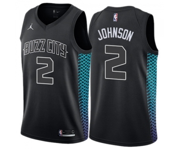 Youth Nike Jordan Charlotte Hornets #2 Larry Johnson Swingman Black NBA Jersey - City Edition