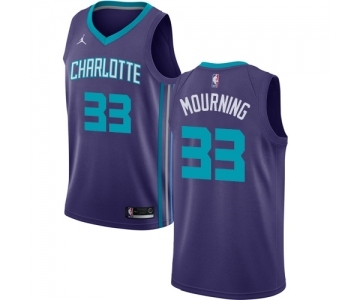 Youth Nike Jordan Charlotte Hornets #33 Alonzo Mourning Swingman Purple NBA Jersey Statement Edition