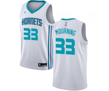 Youth Nike Jordan Charlotte Hornets #33 Alonzo Mourning Swingman White NBA Jersey - Association Edition