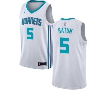 Youth Nike Jordan Charlotte Hornets #5 Nicolas Batum Swingman White NBA Jersey - Association Edition