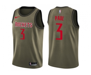 Men Nike Houston Rockets #3 Chris Paul Green Salute to Service NBA Swingman Jerse