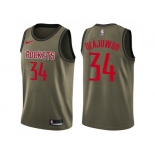 Men Nike Houston Rockets #34 Hakeem Olajuwon Green Salute to Service NBA Swingman Jersey