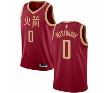 Men's Houston Rockets #0 Russell Westbrook Authentic Red Basketball Jersey - 2018-19 City Edition