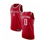 Men's Houston Rockets #0 Russell Westbrook Authentic Red Basketball Jersey - Icon Edition