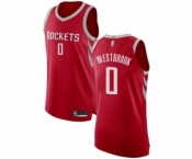 Men's Houston Rockets #0 Russell Westbrook Authentic Red Basketball Jersey - Icon Edition