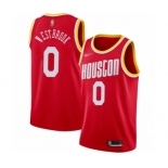 Men's Houston Rockets #0 Russell Westbrook Authentic Red Hardwood Classics Finished Basketball Jersey