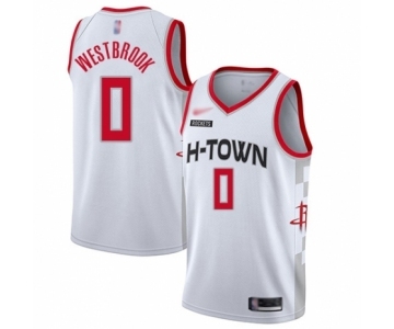 Men's Houston Rockets #0 Russell Westbrook Authentic White Basketball Jersey - 2019-20 City Edition