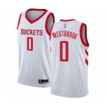 Men's Houston Rockets #0 Russell Westbrook Authentic White Basketball Jersey - Association Edition