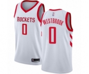 Men's Houston Rockets #0 Russell Westbrook Authentic White Basketball Jersey - Association Edition