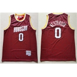 Men's Houston Rockets #0 Russell Westbrook Red Checkerboard Hardwood Classics Jersey