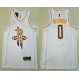 Men's Houston Rockets #0 Russell Westbrook White Golden Nike Swingman Stitched NBA Jersey