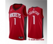 Men's Houston Rockets #1 Amen Thompson Red 2023 Draft Swingman Icon Edition Stitched Basketball Jersey