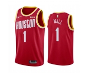 Men's Houston Rockets #1 Wall Swingman Red Hardwood Classics Finished Basketball Jersey