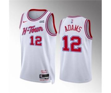 Men's Houston Rockets #12 Steven Adams White 2023-24 City Edition Stitched Jersey