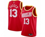 Men's Houston Rockets #13 James Harden Authentic Red Hardwood Classics Finished Basketball Jersey