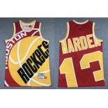 Men's Houston Rockets #13 James Harden Red Big Face Mitchell Ness Hardwood Classics Soul Swingman Throwback Jersey