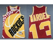 Men's Houston Rockets #13 James Harden Red Big Face Mitchell Ness Hardwood Classics Soul Swingman Throwback Jersey