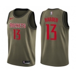 Men's Houston Rockets #13 James Harden Swingman Green Salute to Service Basketball Jersey