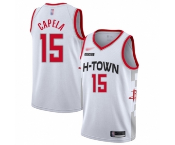 Men's Houston Rockets #15 Clint Capela Authentic White Basketball Jersey - 2019-20 City Edition