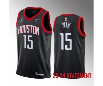 Men's Houston Rockets #15 Daishen Nix Black 2023 Statement Edition Stitched Basketball Jersey