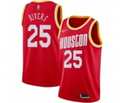 Men's Houston Rockets #25 Austin Rivers Authentic Red Hardwood Classics Finished Basketball Jersey