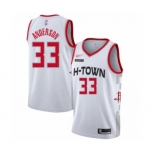 Men's Houston Rockets #33 Ryan Anderson Authentic White Basketball Jersey - 2019-20 City Edition