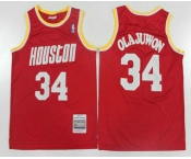 Men's Houston Rockets #34 Hakeem Olajuwon 1993-94 Red Hardwood Classics Soul Swingman Throwback Jersey