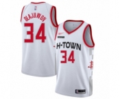 Men's Houston Rockets #34 Hakeem Olajuwon Authentic White Basketball Jersey - 2019-20 City Edition