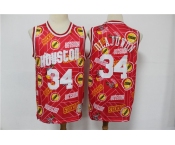 Men's Houston Rockets #34 Hakeem Olajuwon Red Tear Up Pack Mitchell & Ness Swingman Jeresy