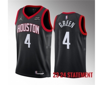 Men's Houston Rockets #4 Jalen Green Black 2023 Statement Edition Stitched Basketball Jersey