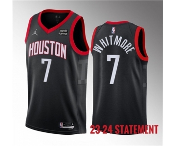 Men's Houston Rockets #7 Cam Whitmore Black 2023 Draft Statement Edition Stitched Basketball Jersey