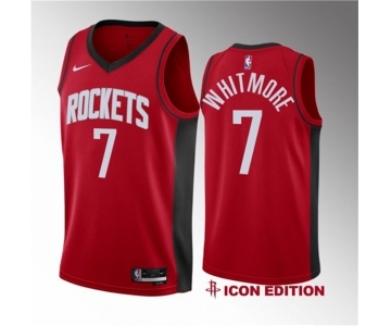 Men's Houston Rockets #7 Cam Whitmore Red 2023 Draft Icon Edition Stitched Basketball Jersey