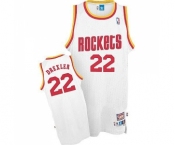 Men's Mitchell and Ness Houston Rockets #22 Clyde Drexler Swingman White Throwback NBA Jersey