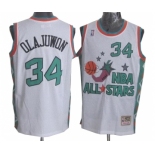 Men's Mitchell and Ness Houston Rockets #34 Hakeem Olajuwon Swingman White 1996 All Star Throwback NBA Jersey