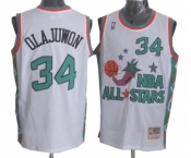 Men's Mitchell and Ness Houston Rockets #34 Hakeem Olajuwon Swingman White 1996 All Star Throwback NBA Jersey