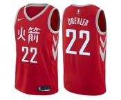 Men's Nike Houston Rockets #22 Clyde Drexler Authentic Red NBA Jersey - City Edition