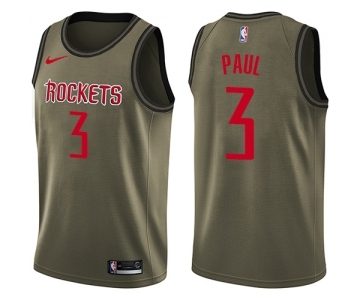 Men's Nike Houston Rockets #3 Chris Paul Swingman Green Salute to Service NBA Jersey