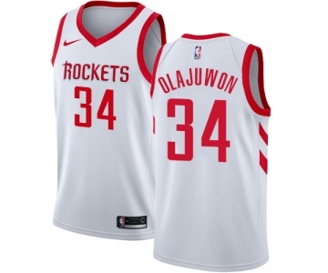 Men's Nike Houston Rockets #34 Hakeem Olajuwon Swingman White Home NBA Jersey - Association Edition