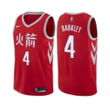 Men's Nike Houston Rockets #4 Charles Barkley Authentic Red NBA Jersey - City Edition