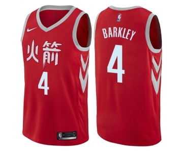 Men's Nike Houston Rockets #4 Charles Barkley Authentic Red NBA Jersey - City Edition