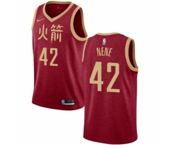 Men's Nike Houston Rockets #42 Nene Swingman Red NBA Jersey - 2018-19 City Edition